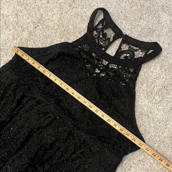 Torrid Black Glitter Mini Lace Skater Halter Dress Size 22 Plus Size - Picture 10 of 17